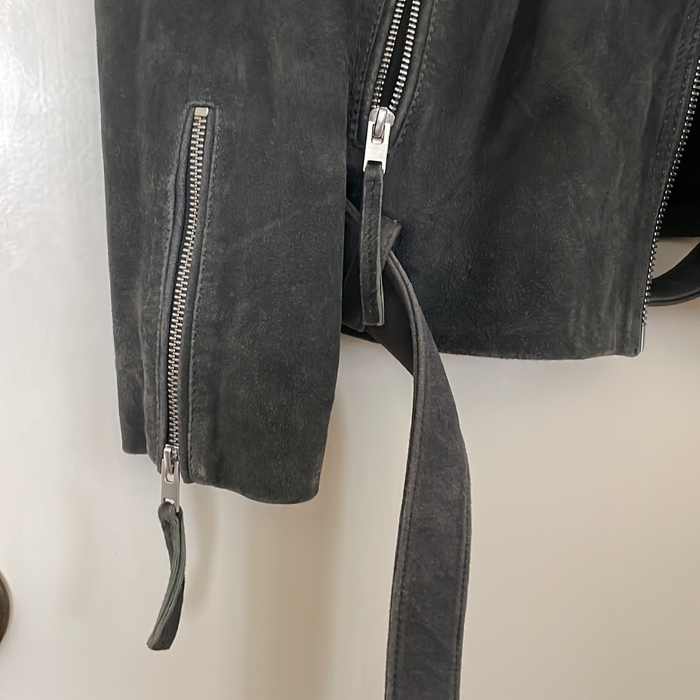 Topshop gray leather Moto Jacket size 8 - Picture 6 of 9